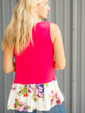 Agnes & Dora™ Relaxed Ruffle Tank Pink Hot/Ivory Light Pink Floral