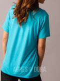 Agnes & Dora™ Straight Fit Tee V-Neck Scuba Blue