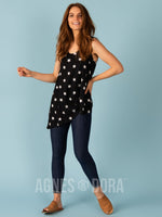 Agnes & Dora™ Asymmetrical Tank Black and White Stars