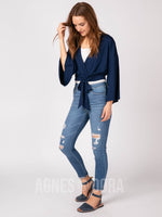 Agnes & Dora™ Kimono Tie Top Navy