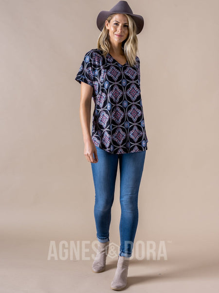 Agnes & Dora™ Love Top Black Medallion