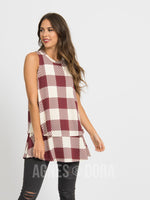 Agnes & Dora™ Tiered Tunic Buffalo Plaid - Black Cherry