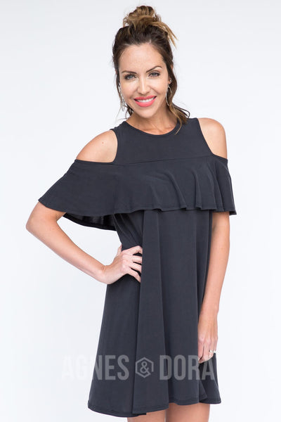 Agnes & Dora™ Cold Shoulder Tunic Black