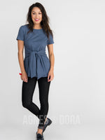 Agnes & Dora™ Side Seam Sash Top Denim Heather