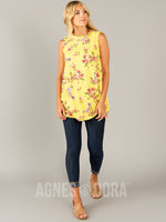 Agnes & Dora™ Side Knot Tank Yellow Check Floral