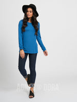 Agnes & Dora™ Fitted Tee Long Sleeve Heather Azure