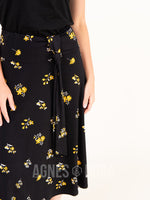 Agnes & Dora™ Side Sash Skirt Petite Bouquet - Vintage Black