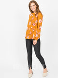 Agnes & Dora™ Cross Over Sweater Mustard/Coral Floral