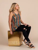 Agnes & Dora™ Essential Tank Teal Boho Stripe