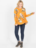 Agnes & Dora™ Relaxed Ruffle Tee Long Sleeve Mustard Floral