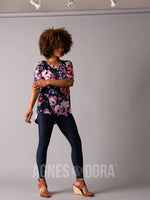 Agnes & Dora™ Essential Hi-Lo Tunic Teal/Pink/Rust Floral