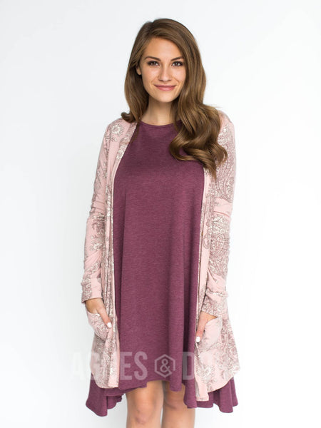 Agnes & Dora™ Essential Cardigan Blush Floral Toile