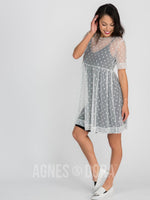 Agnes & Dora™ Short Mesh Easy Dress White Dot