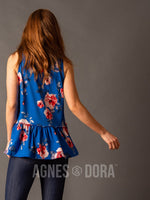 Agnes & Dora™ Relaxed Ruffle Tank Blue/Red Floral