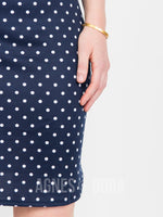 Agnes & Dora™ Live In Skirt Navy with White Pin Dot