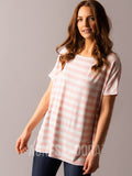 Agnes & Dora™ Boat Neck Tee Pink Stripe