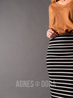 Agnes & Dora™ Pencil Skirt Black/Ivory Stripe