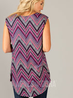 Agnes & Dora™ Essential Hi-Lo Tunic Pink Boho Chevron