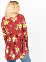 Agnes & Dora™ Muse Top Long Sleeve Rust Floral Dot