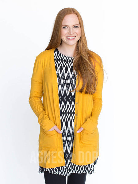 Agnes & Dora™ Favorite Cardi Modal Mustard