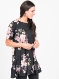 Agnes & Dora™ Ruffle Tunic Rose/Black Floral