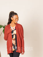 Agnes & Dora™ Open Front Thumbhole Cardi Heathered Coral