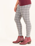 Agnes & Dora™ Knit Jegging Houndstooth - Tonal Gray (reenforced elastic waistband)