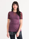 Agnes & Dora™ Sheer V-Neck Tee Deep Purple