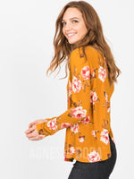 Agnes & Dora™ Cross Over Sweater Mustard/Coral Floral