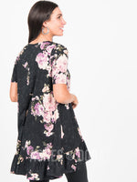 Agnes & Dora™ Ruffle Tunic Rose/Black Floral