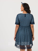 Agnes & Dora™ Short Mesh Easy Dress Navy Dot