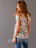 Agnes & Dora™ Fitted Tee Ivory/Blush Floral