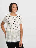 Agnes & Dora™ Relaxed Ruffle Tee B&W Polka Dot Mix