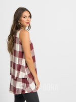 Agnes & Dora™ Tiered Tunic Buffalo Plaid - Black Cherry