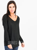 Agnes & Dora™ Urban Pullover Double V-Neck Black