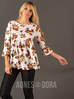 Agnes & Dora™ Festival Top Mauve/Marigold Floral with Black Dot