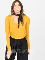 Agnes & Dora™ Everyday Tee Long Sleeve V-Neck Mustard