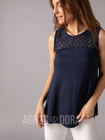 Agnes & Dora™ Eyelet Essential Tank Navy