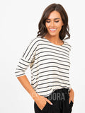 Agnes & Dora™ Dolman Tunic Cream and Black Stripe