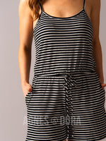 Agnes & Dora™ Sunrise Romper Black/White Stripe