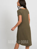 Agnes & Dora™ Hi-Lo Dress V-Neck Olive