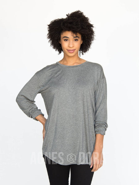 Agnes & Dora™ Long Sleeve Easy Tee Dark Heather Grey