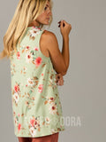 Agnes & Dora™ Swing Tee Cut out Neckline Sage/Coral Floral