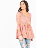 Agnes & Dora™ Muse Top Long Sleeve Blush/Gold Floral