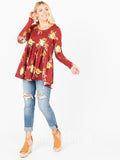 Agnes & Dora™ Muse Top Long Sleeve Rust Floral Dot