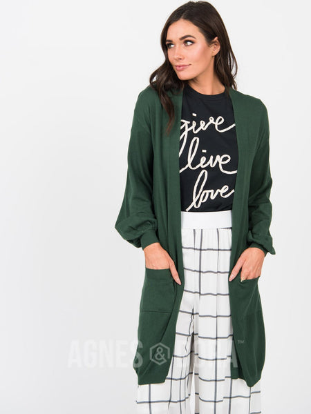 Agnes & Dora™ Blouson Cardigan Forest Green