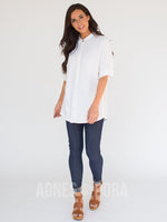 Agnes & Dora™ Dolman Top Button Down White