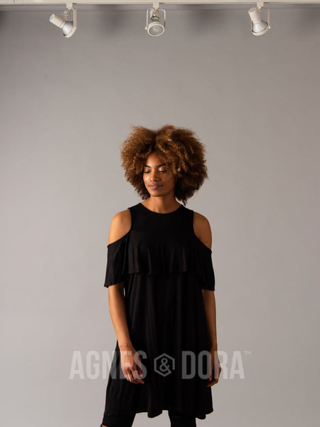 Agnes & Dora™ Cold Shoulder Tunic Black