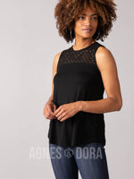 Agnes & Dora™ Eyelet Essential Tank Black