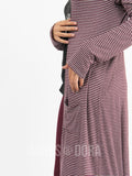 Agnes & Dora™ Duster Ribbed Burgundy Heather Grey Stripe